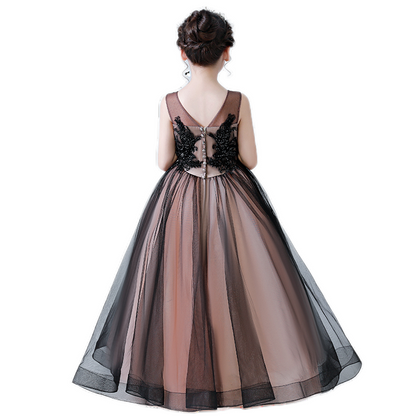Junior Beaded Special Occasion Dresses V-Neck Princess Party Dress For Girls Tulle Ball Gown