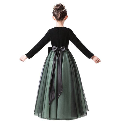 Girls Dark Green Pageant Dress Velevt dresses for special occasions Floor Length Formal Teen Girl Gown