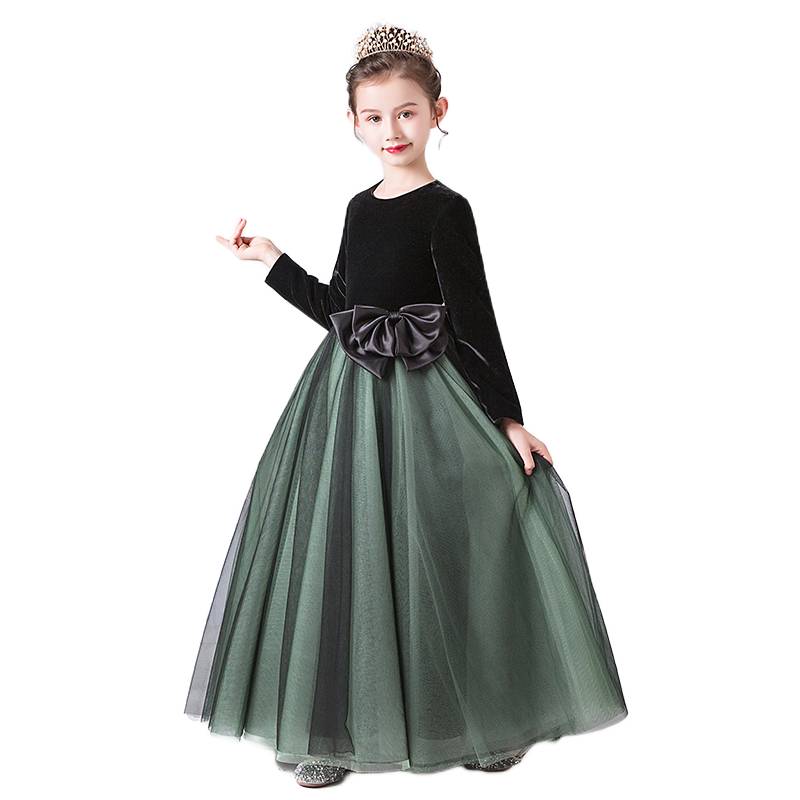 Girls Dark Green Pageant Dress Velevt dresses for special occasions Floor Length Formal Teen Girl Gown