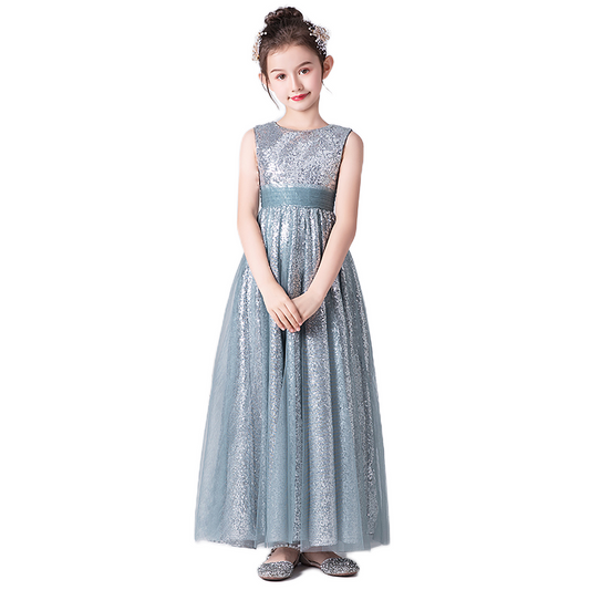 Girls Brithday Party Dresses Sequin Evening Ball Gown For Teens Tulle Princess Birthday Dress Floor Length
