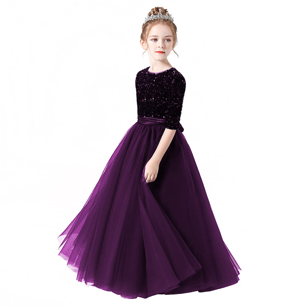 Flower Girl Dress For Girls Clothes Wedding Party Kids Prom Gown Dress  Children Color Princess Dress Trailing A
