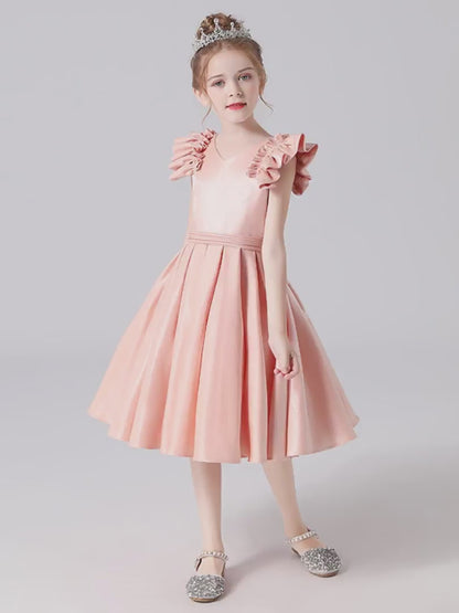 Flower Girl Dresses V-Neck Little Girl Bridesmaid Dress For Wedding Toddler Princess Formal Dress