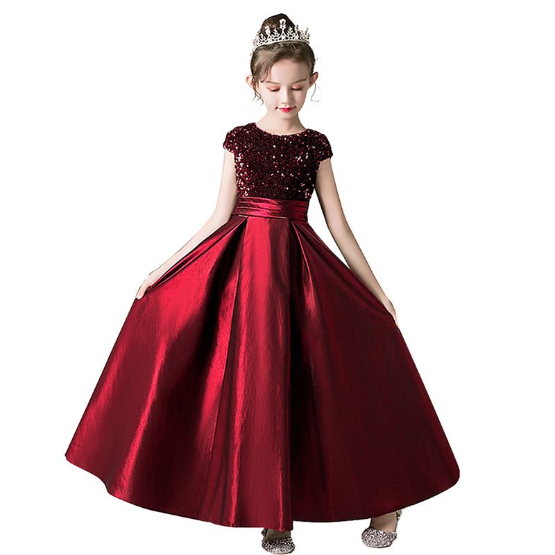 Junior Formal Dresses Crew Neck Pageant Dresses For Teens Satin Princess Brithday Party Dress