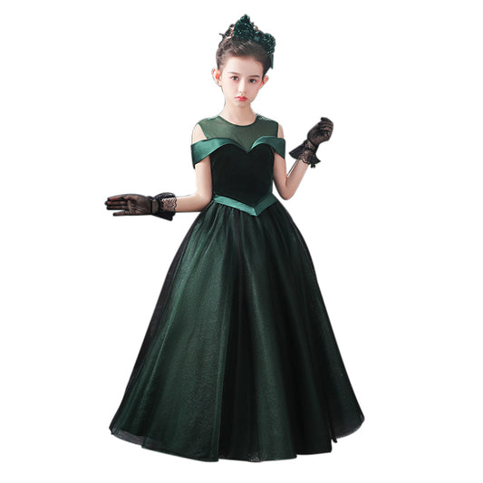Girls Christmas Dresses Dark Green Princess Dress Girls Puff Tulle Evening Dresses Floor Length
