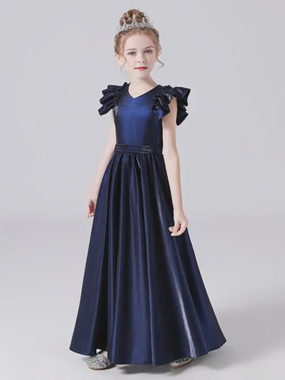 Junior Formal Dresses For Special Occasion Evening Gown For Teens Navy Piano Dresses Floor Length
