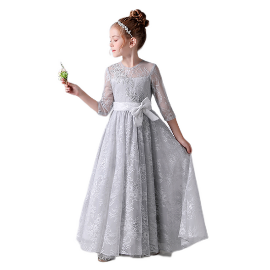 Girls First Communion Dresses Lace Special Occasion Dress Formal Long Gown Floor Length