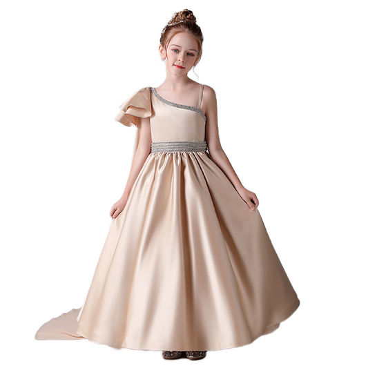 Girls Champagne Special Occasion Dresses Formal Dress For Teens Brithday Princess Dresses Full Lengh