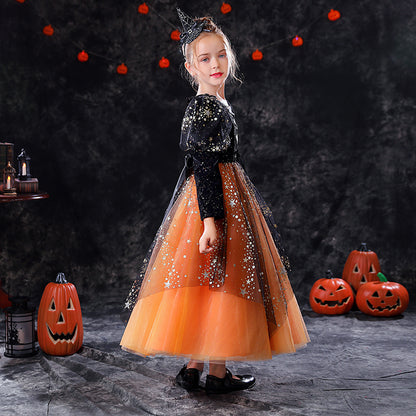 Girls Halloween Dresses Sequin Special Occasion Dresses For Little Girls Fancy Party Dresses Full Length