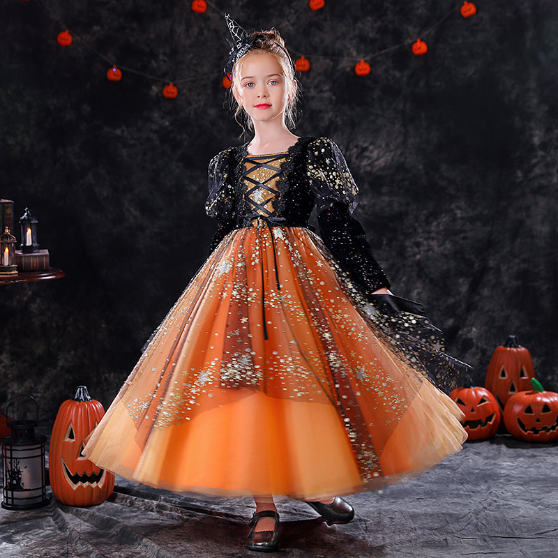 Girls Halloween Dresses Sequin Special Occasion Dresses For Little Girls Fancy Party Dresses Full Length