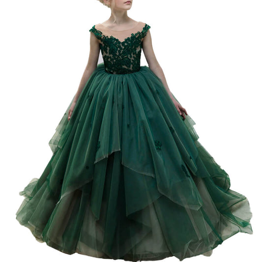 Dark Green Teens Cocktail Dress Birthday Party Dress For Girls Trailing Gown