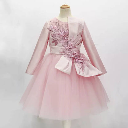 Flower Girl Dresses For Wedding Little Girl Blush Pink Princess Bridesmaid Dress Lace Appliques Tulle Dress Sleeveless