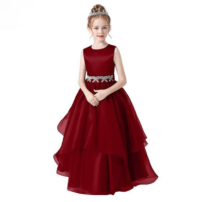 Girls Birthday Party Dresses Formal Occasion Dress For Teens Junior Pageant Ball Gown Sleeveless