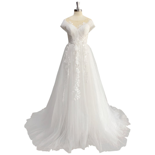 Elegant Lace Wedding Dress Women 2023 Modern Bridal Beach Tulle Gowns
