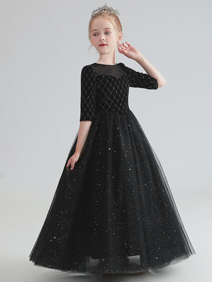 Black Velvet Dress For Girls Modest Formal Dresses Big Girls Party Dresses Floor Length