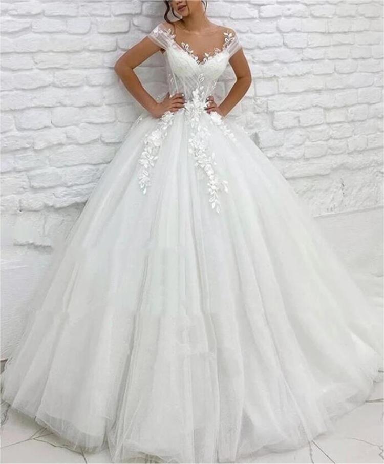 Elegant Lace Wedding Dress Women 2023 Modern Bridal Beach Tulle Gowns