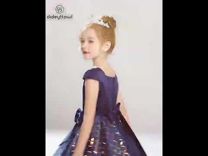 Junior Pageant Dress Navy Birthday Party Gown Square Neck Elegant Special Occasion Dresses